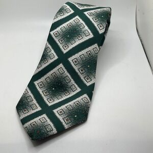Par Excellence Green Geometric Tie Mens Vintage Retro Style